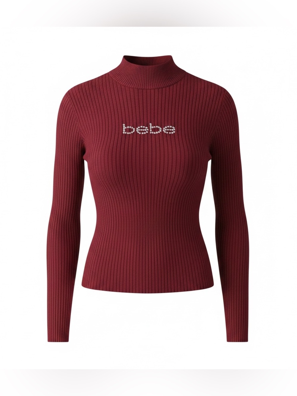 INC International Concepts Ribbed Mock Neck Sweater in Wine Red